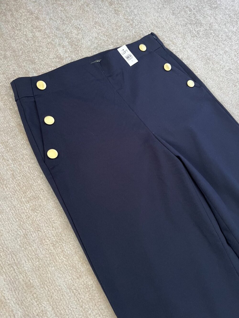 NWT LOFT High Rise Wide Leg Trousers Pants 12 Blue - Picture 3 of 10